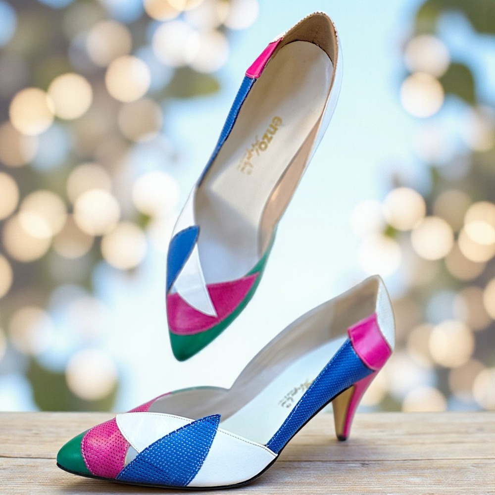 Vintage Enzo Angiolini "Gilda" Colorblock Pumps – Made in Italy – 8.5 M – NEW in - Picture 5 of 15